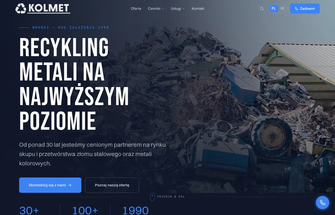 Podgląd strony Kolmet — firma produkcyjna z Wronek